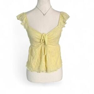 Lace Butter Yellow Coquette Fairy core bay doll Going Out Casual Top Size Large